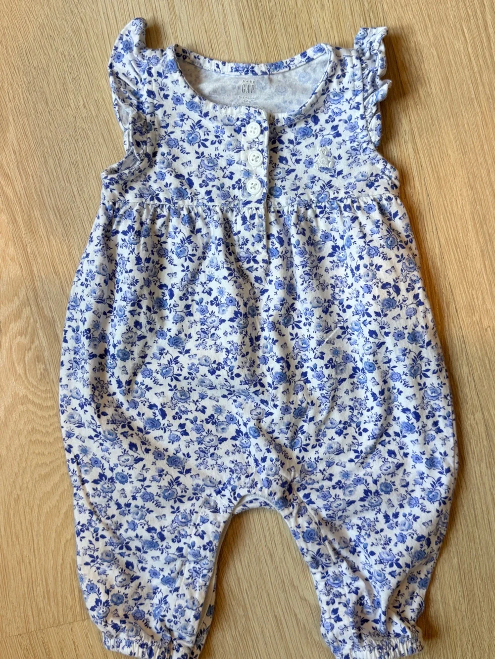 Baby GAP White and Blue Floral Baby Romper 0-3 Months